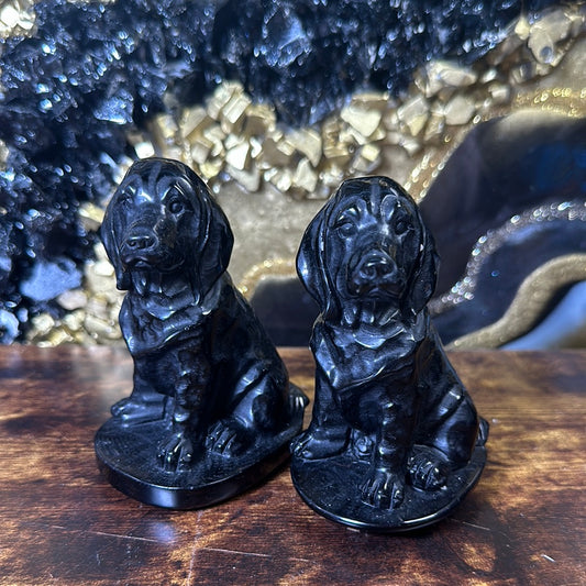 Obsidian Dog Carving